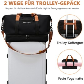 Sports Bag for Men and Women, Travel Bag with Shoe Compartment, Dry Wet Separate Weekend Bag, Gym Bag, black