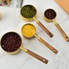 8Pcs Stainless Steel Gold Measuring Cups, Wood Measuring Cups Measuring