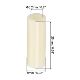 PATIKIL 5.2mm ID x 9mm OD x 25mm L Round Spacers Washers, 50 Pack ABS Plastic Standoff Gaskets for M5 Hardware Screws Bolts for 3D Printer Electrical Outlet, Beige