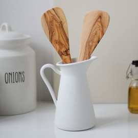 HOFMEISTER® Cooking Spoon Made of Various Wood Types: Heat-Resistant, Antibacterial Giant Mixing Spoon Made of Beech, Cherry Wood or Olive Wood (Cooking Spoon Round Olive Wood with Heart | 30 cm, 1)