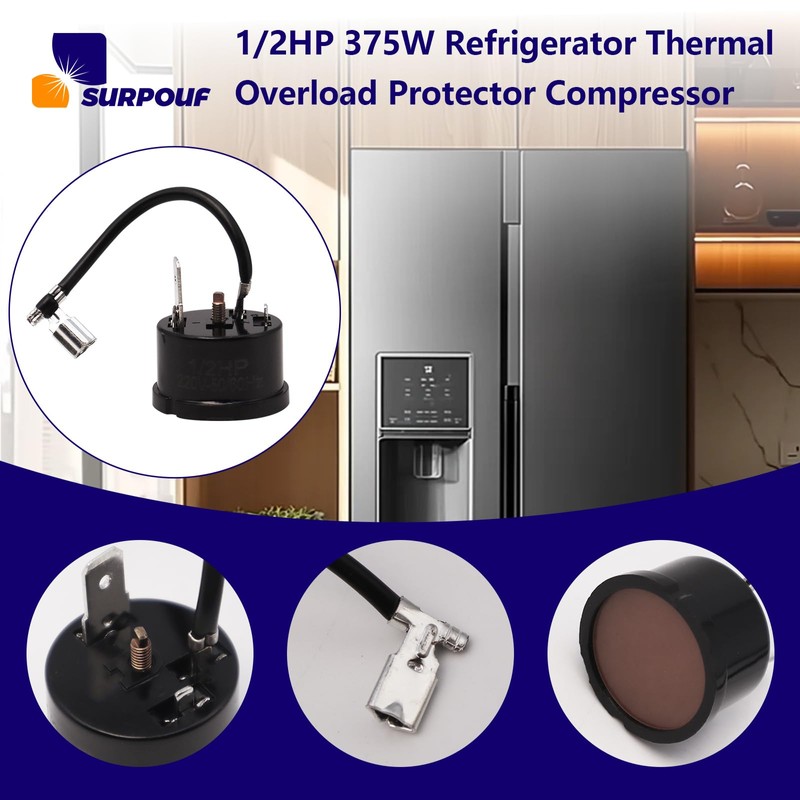 1/2HP 375W Refrigerator Thermal Overload Protector Compressor Replacement Parts