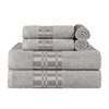 Superior 6-Piece Cotton Towel Set, Geometric Design, Dobby Border, Plush