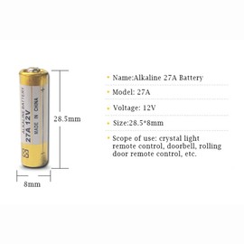 TXY 27A Batteries 12V Alkaline Battery CA22 SNN4176A ALK27A A27BP K27A VR27 R27A Batteries for Toys (10pcs/2Pack)