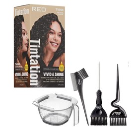 Red by Kiss Tintation Vivid & Shine Permanent Hair Dye + Hair Coloring Kit with Mixing Bowl & Brush Set Bundle, Ammonia-Free, High-Lift Formula with Argan Oil & Vitamin E (Natural Black)