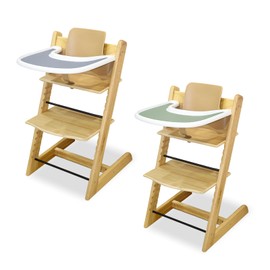 High Chair Placemat, 4 Pieces High Chair Placemat Silicone, Clean and Hygienic, for Tripp Trapp High Chair Tray Cover, Suitable for Tripp Trapp High Chair Tray (Pink+Grey+Khaki+Green)