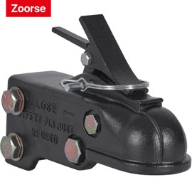 Happybuy Adjustable Trailer Coupler, 15000 lbs Capacity, 2-5/16" Hitch Ball, Cast Channel-Mount with Hardware Kit, Black Coating, for Pickup Trucks, SUVs, Station Wagons