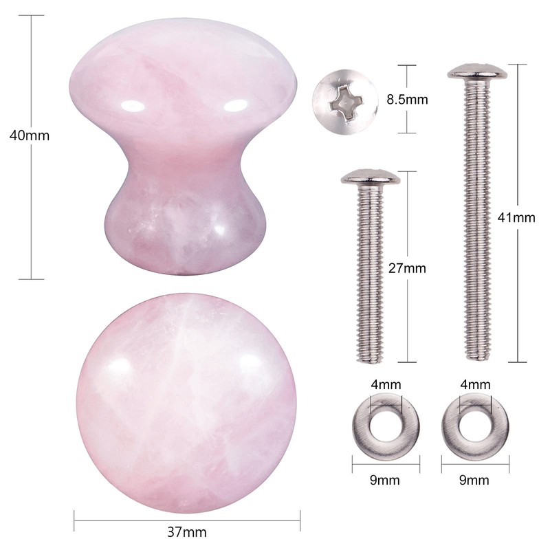 mookaitedecor 2 Pieces Crystal Mushroom Cabinet Knobs with Screws Knob