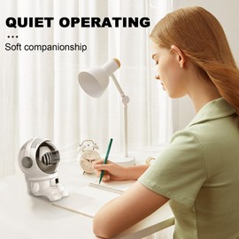 Bladeless Fan for Bedroom | Astronaut Shape Small USB Desk Fan | Electric Portable Mini Handheld Personal Cooling Tool USB Powered for Student Home Kitchen Bedroom