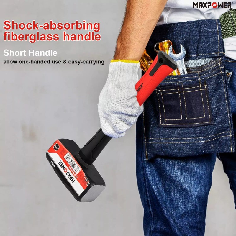 MAXPOWER 4lb Club Hammer, Mini Sledge Hammer with Red, Black