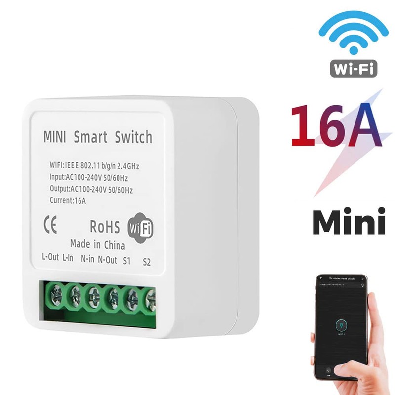 Domary Mini WiFi Switch Module 16A Wi-Fi Intelligent Relay Light