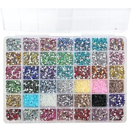 20000 Diamantes de Imitación para Uñas, BetterJonny 3mm Pedrería para Uñas Gemas de Cristal de Fondo Plano Decoración de Uñas de Cristal AB Brillante Diamantes con pinzas y bolígrafo, 42 Colores, C
