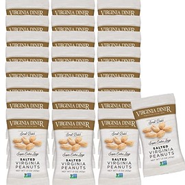 Virginia Diner XL Blister Roasted Gourmet Virginia Peanuts – All Natural, Heart Healthy, Plant-Based Protein 1.5oz (Pack of 25) Salted for Lunch Box or Snacking