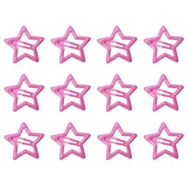 Penta Angel Hair Clips for Women 6Pcs Mini Satin Ribbon Bow Hair Clip with 6Pcs Small Star Snap Hair Barrettes Decoration Accessories for Girls (Pink Purple Star)