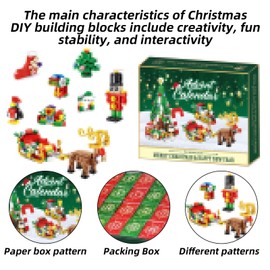Ajuanbazha Advent Calendar 2024 for Children, Clamping Blocks Christmas Toys, Christmas Toy Mini Cute Bricks, Reindeer House Santa Building Blocks Set for Boys Girls Age 6-12 (SH-20)