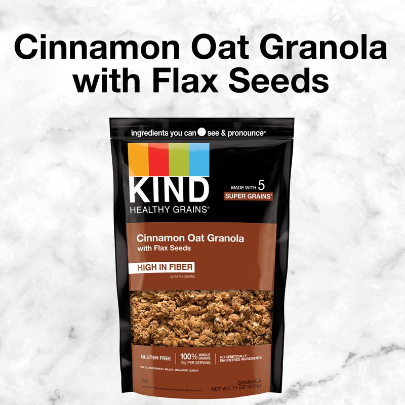KIND Healthy Grains Granola, Cinnamon Oat Clusters with Flax Seeds,