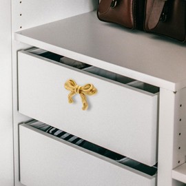 DOITOOL Gold Bow Knobs for Dresser: Bow Shape Cabinets Knobs Metal Bow Drawer Knobs Decorative Bow Knobs Bow Dresser Knobs Vintage for Home Kitchen Cabinets - 3 Pack