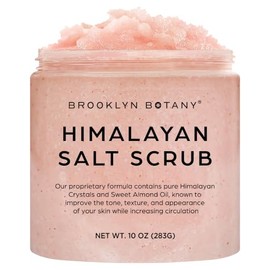 Himalayan Salt Body Scrub 10 oz - All Natural Cleansing Exfoliator With Sweet Almond Oil Promoting Radiant Skin - Brooklyn Botany