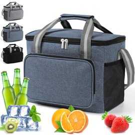 DUNSOO Cool Bag 15 L, Cool Bag Small for On the Go, Foldable Thermal Bag for Picnics, BBQs, Camping, Excursions, Shopping, Car