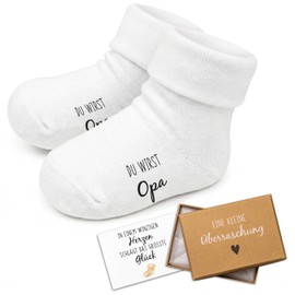 Amari Baby Socks Gift Set - "Du wirst Opa" - Announce Pregnancy with Cute Gift Box - Perfect Baby Gift for Expecting Grandparents