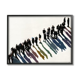 Stupell Industries People Walking in Line Rainbow Tone Shadows, Designed by Bethann Lawson Black Framed Wall Art, 11 x 14, Multi-Color