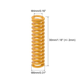 sourcing map 3D Printer Die Spring, 8mm OD 30mm Long 10pcs Spiral Stamping Light Load Compression Mould Die Springs for 3D Printer Electric Part, Yellow