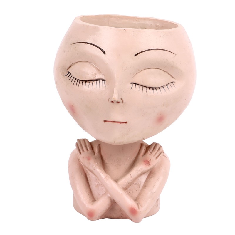 Face Head Planter Succulent Plant Flower Pot Resin Container Face
