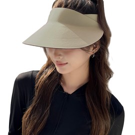 IFSUN Women's Sun Hat, UPF+50, Sports, UV Protection, Spring and Summer, Wide Brim, Small Face Effect, Large Size, Sweat Absorbent, Quick Drying, Foldable, Washable, Tennis, Golf, Lightweight, Khaki