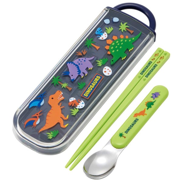 Skater Dinosaurus Chopsticks and Spoon Set, CCA1, Made in Japan-A