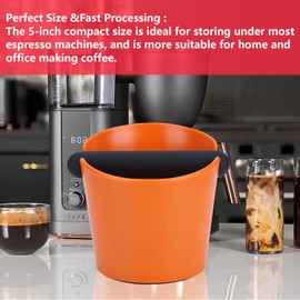 Coffee Knock Box Espresso Knock Box with detachable Knocking Rod Shock-Absorbent Durable Non-Slip Base Espresso Machine Accessories Espresso Dump Bin for Home and Office (5 inch Orange Knock Box)