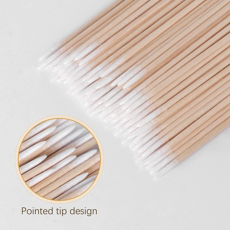200pcs Pointed Cotton Swabs,Disposable Makeup Applicators,4in Precision Microblading Cotton Swab