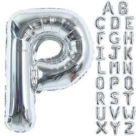 TONIFUL TONIFUL 40 Inch Large Silver Letter P Balloons Helium Balloons,Foil Mylar Big Balloons for Birthday Party Anniversary Supplies Decorations