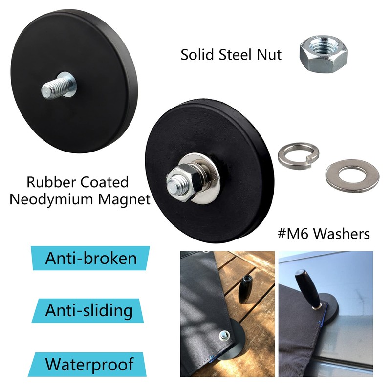 ULIBERMAGNET 4Pack Anti-Scratch Mounting Magnets Strong 24LB M6 Male Thread
