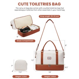 Travel Weekender Duffle Bags for Women: Overnight Bags with Shoe Compartment Large Carry on Weekend Bag with Toiletry & Wet Pocket Tote Duffel Bag Hospital Bag for Women Labor Delivery Begie Brown