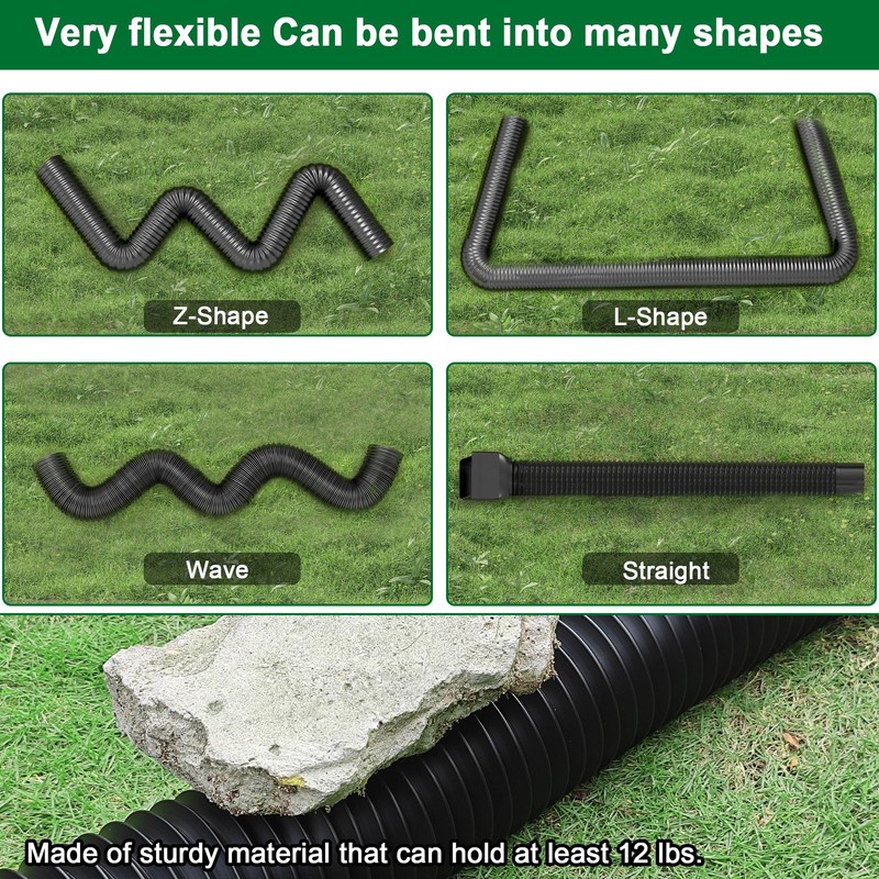 Binazon 2 Pack Black-Rain Gutter Downspout Extensions, Downspout Extender for