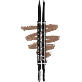 NYX Professional Makeup Eyebrow Pencil, Twin Pack, Micro Brow Pencil, Double-Sided with Retractable Eyebrow Pencil and Brush, Waterproof, Eyebrow Pencil, Vegan Formula, Colour: 01 Taupe