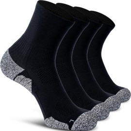 CWVLC Compression Athletic Unisex Quarter Socks Cushioned, 4-Pairs Black, XL
