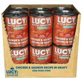 Lucy Pet Products Kettle Creations Chicken and Salmon Stew Dog Recipe in Gravy 12.5oz, Red, LPPFFLW300