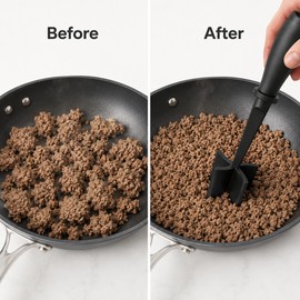 Meat Chopper for Ground Beef – Heat Resistant Nylon Meat Masher with 5 Curved Blades for Hamburger Meat, Mixing & Mashing Kitchen Tool