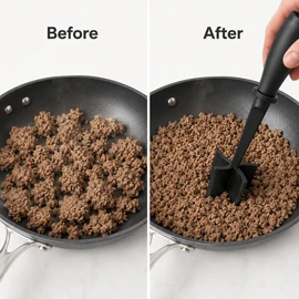 Meat Chopper for Ground Beef – Heat Resistant Nylon Meat Masher with 5 Curved Blades for Hamburger Meat, Mixing & Mashing Kitchen Tool