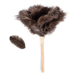 Ostrich Feather Duster for Cleaning Feathers Fluffy Natural Real Ostrich Feathers with Wooden Handle and Eco-Friendly Reusable Ostrich Feather Duster (Length 40cm)