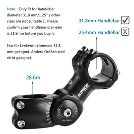 CYSKY Bike Adjustable Stem 31.8 90mm 0-60° Degree Aluminum Alloy MTB Stem Handlebar Stem for Mountain Bike, Road Bike, MTB, BMX, Cycling (90mm)
