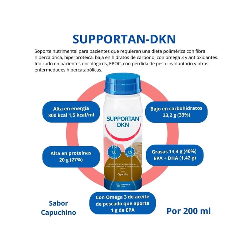 Fórmula para alimentación Supportant DKN enteral especializada sabor capuchino 4