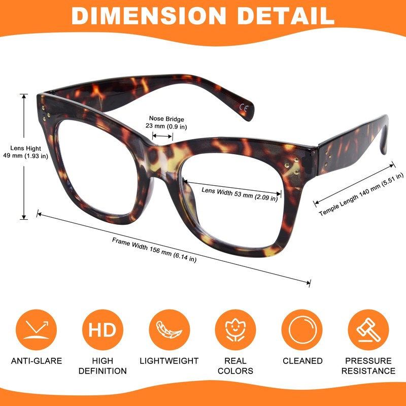 FONHCOO Progressive Reading Glasses for Women Square Blue Light Blocking