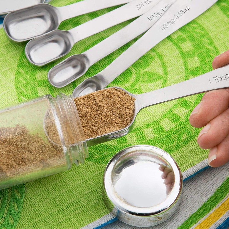 LOKIPA Heavy Duty Stainless Steel Metal Measuring Spoons for Dry