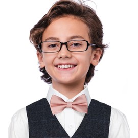 ZENXUS Pre-Tied Bow Ties, Formal Solid Tuxedo Bowties, 3 Sizes for Toddlers, Boys and Youths, Rose Gold