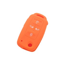 SEGADEN Silicone Cover Protector Case Holder Skin Jacket Compatible with Volkswagen Sharan Caravelle SEAT 5 Button Flip Remote Key Fob 4+1 BTN CV4806 Orange