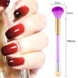 SILPECWEE 1pc Purple Nylon Sponge & Regular Nail Brush, Ombre Nail Art Brush, Acrylic Nail Brush Cleaner, Alloy & Acrylic Handle, Perfect for Gel Nails & French Manicure