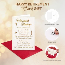 DISJOURNEY Retirement Card - Happy Retirement Cards for Women Men with Front and Inside Message - Congratulations Card with Gold Foiled Lettering - Envelope