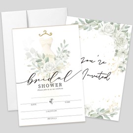 AEHIE 20 Sets Bridal Shower Invitations With Envelopes, Eucalyptus Leaf Double-Sided Printed Invitation Cards for Weddings, Engagement Showers, Parties and Receptions