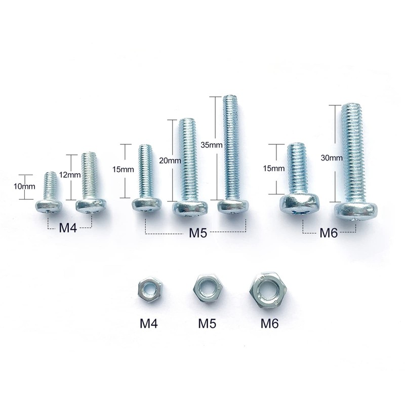 BAAB FASTENER Assorted Nuts and Bolts, M4 M5 M6 Machine